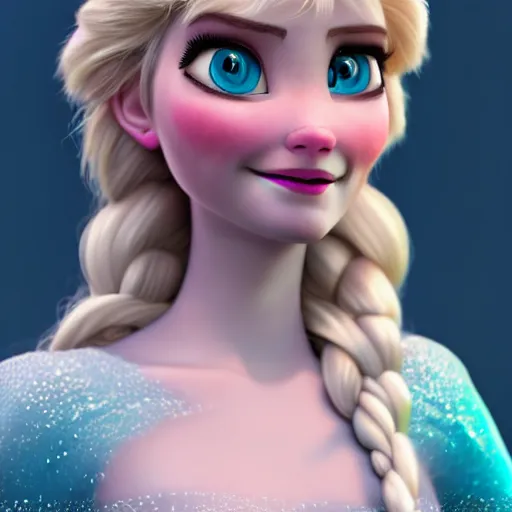 Image similar to elsa from frozen as real woman, hyper detailed, digital art, trending in artstation, cinematic lighting, studio quality, smooth render, octane rendered