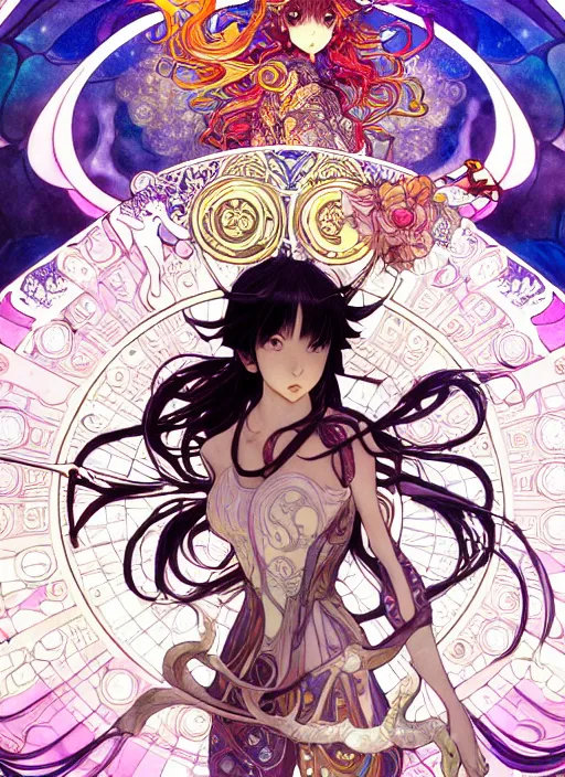 Prompt: exquisite imaginative creature manga poster art of demon slayer, pearlescent, shimmering, reflective, rim light, detailed background, by kojima ayami, shigenori soejima. takeshi obata, alphonse mucha, jump comics, illustration, artstation, concept art, highly detailed, colorful, maximalist