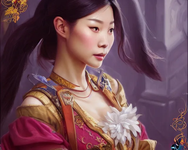 Prompt: photography of hong kong actress barbara yung dressed as dongfang bubai, deep focus, d & d, fantasy, intricate, elegant, highly detailed, digital painting, artstation, concept art, matte, sharp focus, illustration, hearthstone, art by artgerm and greg rutkowski and alphonse mucha