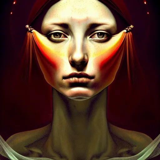 Prompt: Colour Caravaggio style Photography of Beautiful woman with highly detailed 1000 years old face wearing higly detailed sci-fi halo above head designed by Josan Gonzalez Many details, last forum. . In style of Josan Gonzalez and Mike Winkelmann andgreg rutkowski and alphonse muchaand Caspar David Friedrich and Stephen Hickman and James Gurney and Hiromasa Ogura. Rendered in Blender, volumetric natural light