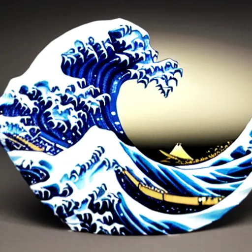 Prompt: a resin 3D print of The Great Wave off Kanagawa