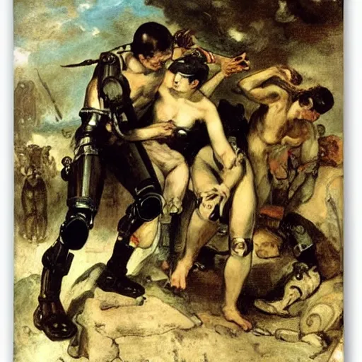 Image similar to cyborgs by eugene delacroix