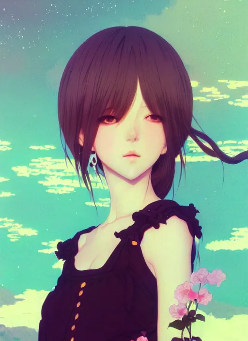 Image similar to portrait of beautiful young anime girl, cute-fine-face, pretty face, realistic shaded Perfect face, fine details. Anime, final fantasy, highly detailed, artstation, illustration, art by Ilya Kuvshinov and Gustav Klimt