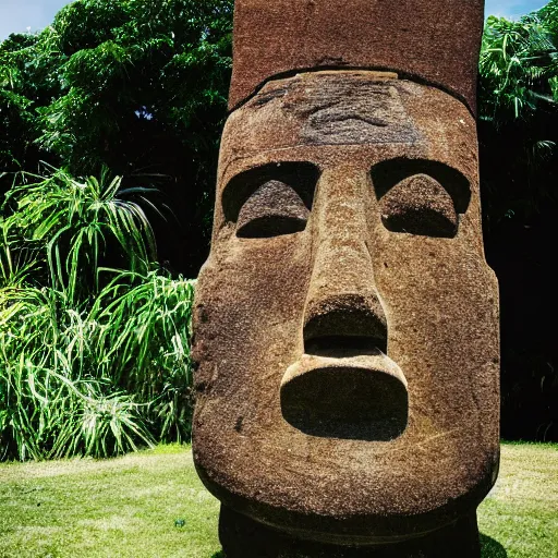 Image similar to moai statue giving a ted talk