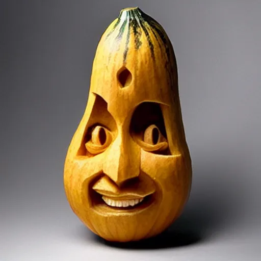 Image similar to gourd carved to look like the face of amber heard