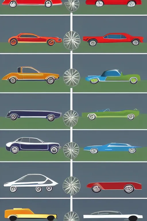 Image similar to illustration showing the evolution of cars