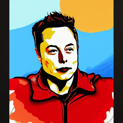 Prompt: painting of elon musk in the style of ryan gajda