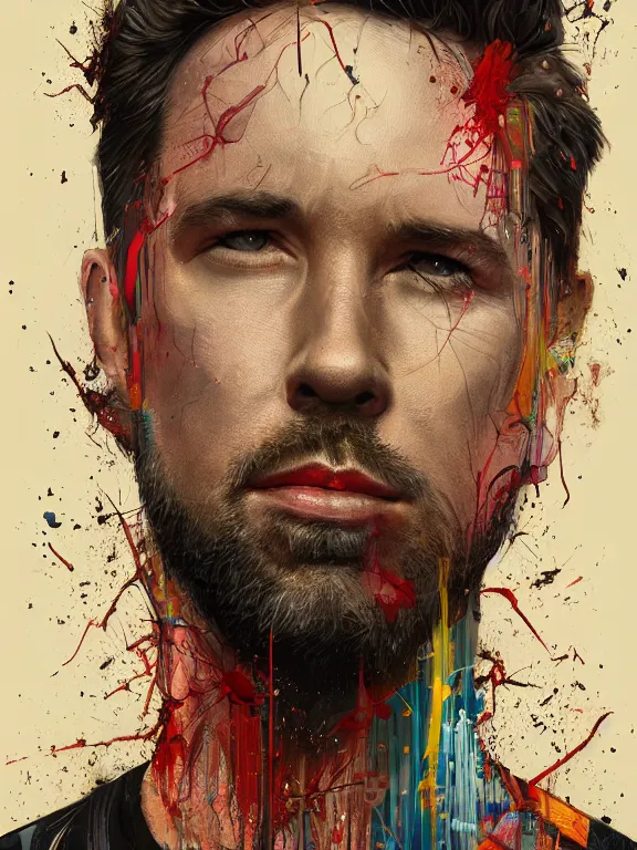 Prompt: art portrait of rob mcelhenney ,8k,by tristan eaton,Stanley Artgermm,Tom Bagshaw,Greg Rutkowski,Carne Griffiths,trending on DeviantArt,face enhance,hyper detailed,minimalist,cybernetic, android, blade runner,full of colour,