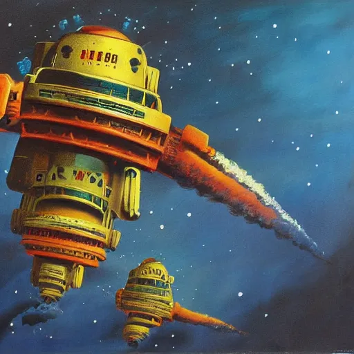 Image similar to a painting in the style of chris foss.