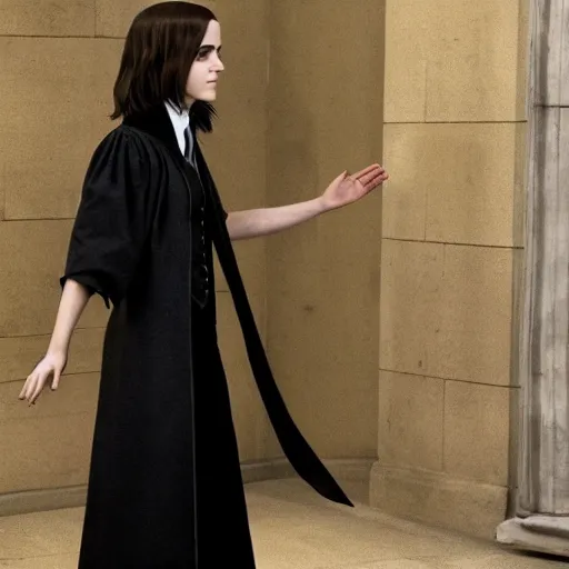 Image similar to Emma Watson as Professor Severus Snape, full body shot