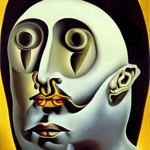 Image similar to surrealist painting of a man with a melting head, salvador dali