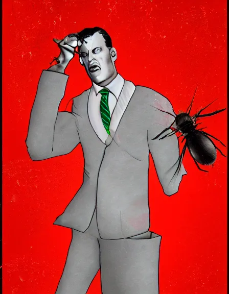 Prompt: A fly as The American Psycho, photorealistic