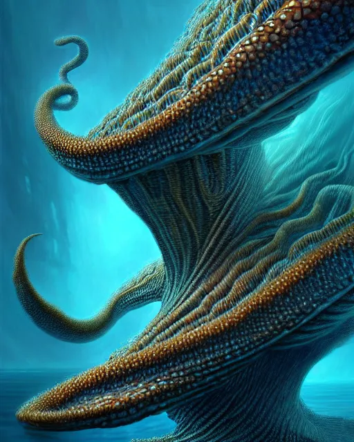 Image similar to a hyper - detailed 3 d render of aquatic creatures of the cresting waves, surrealism!!!!! surreal concept art, lifelike, photorealistic, digital painting, aesthetic, smooth, sharp focus, artstation hd, by greg rutkowski, klimt and nixeu and ian sprigger and wlop and krenz cushart,,