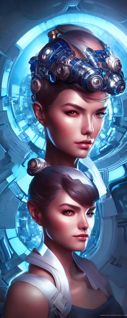 Image similar to beautiful scientist, sci - fi, utopian splash art, art by artgerm, intricately detailed, highly detailed, trending on artstation, 4 k, wallpaper - 1 0 2 4