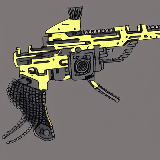 Prompt: futuristic assault rifle, concept drawn by kid