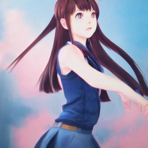 Image similar to a high detail portrait of high school girl by makoto sinkai, by BUNBUN, in simple background, CLIP STADIO, mad painting