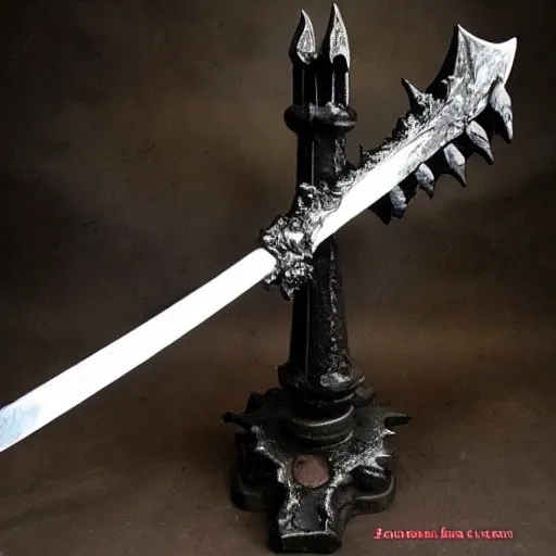 Prompt: Fantasy Longsword with black ooze dripping from it