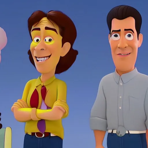 Prompt: seinfeld animated movie, pixar, rich color palette, stunning 3D animation, highly detailed, expressive