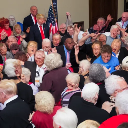 Image similar to mosh pit of donald trumps at a nursing home