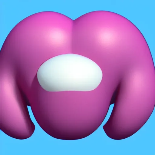 Prompt: 3D render of a pink jellybean, humanoid shape, pure white circular cute face