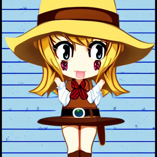 Prompt: cute cowgirl character, chibi, anime