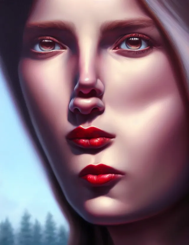 Image similar to blurred background. close-up portrait of a goddess in crown, by Alex Gross, Afarin Sajedi and Alena Aenami. unreal engine