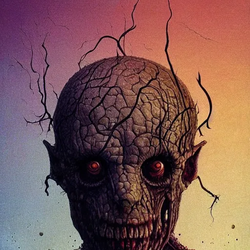 Prompt: vecna from stranger things painted by zdzislaw beksinski, digital art, aesthetic