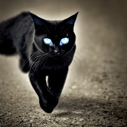 Prompt: cats creepy black lightning eyes wild chasing