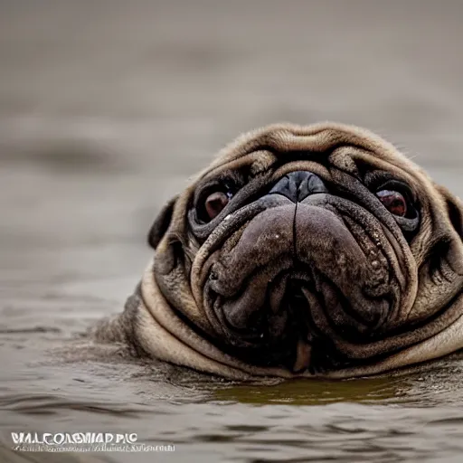 Image similar to a walrus that looks like a pug, national geographic photography