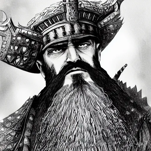 Prompt: a close up portrait of an old white bearded Sultan Saladin, art station, highly detailed, concept art, sharp focus, illustration in pen and ink, wide angle, by Kentaro Miura