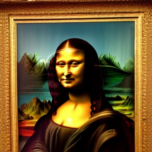 Image similar to beautiful painting of a dark skinned Mona Lisa