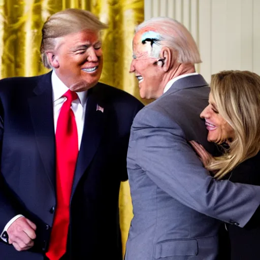 Image similar to donald trump hugging joe biden at the white house