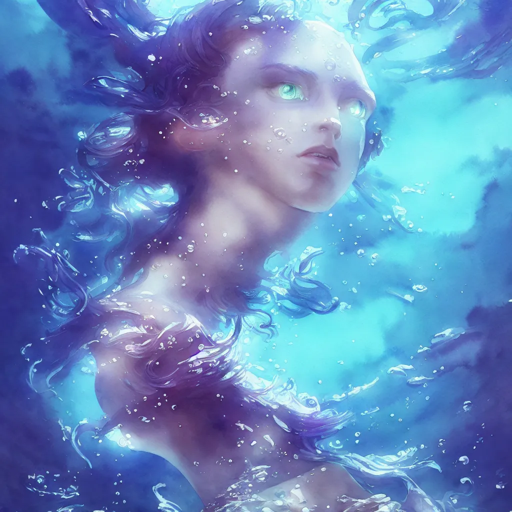 Prompt: beautiful watercolor painting of prince underwater, intricate, elegant, highly detailed, digital painting, artstation, concept art, smooth, sharp focus,, dynamic lighting, ultrarealistic, cinematic, octane render, 8 k