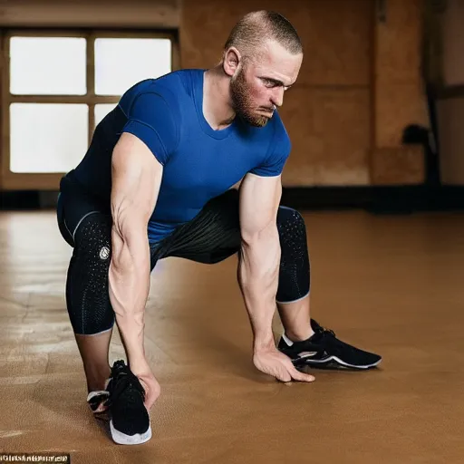 Prompt: a photo of a man failing to do a simple exercise he can't do it failure grainy sad tears