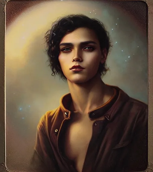 Image similar to Portrait of a Magical Latino Boy, by Tom Bagshaw and Manuel Sanjulian