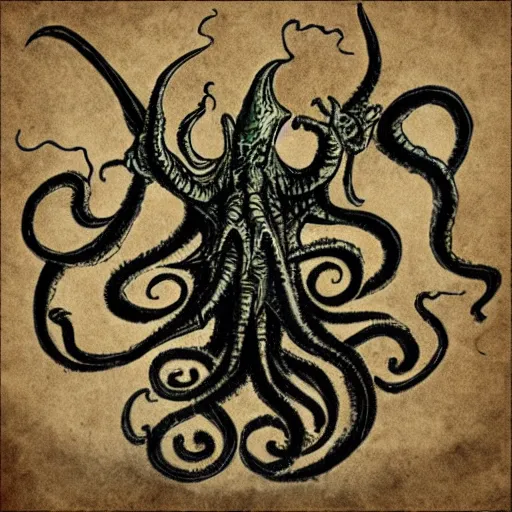 Prompt: cthulhu cave painting