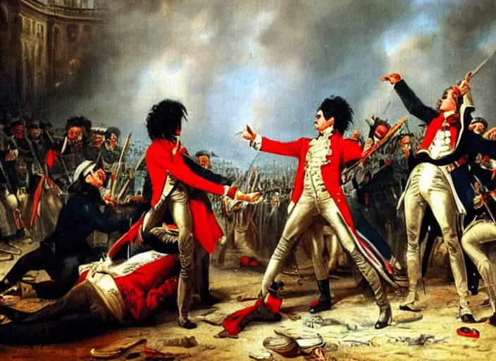 Image similar to romanticism painting of michael jackson during the french revolution