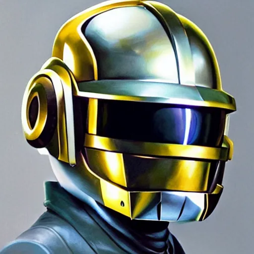 Image similar to greg manchess portrait painting of fully armored daft punk as overwatch character, medium shot, asymmetrical, profile picture, organic painting, sunny day, matte painting, bold shapes, hard edges, street art, trending on artstation, by huang guangjian and gil elvgren and sachin teng