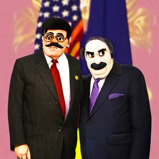 Image similar to president waluigi with vice - president wario, real, photograph, photo, color