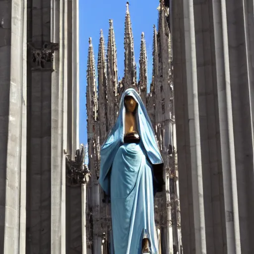 Image similar to the holy mother statue on top of the milan cathedral