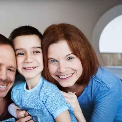 Prompt: happy family in a futuristic house