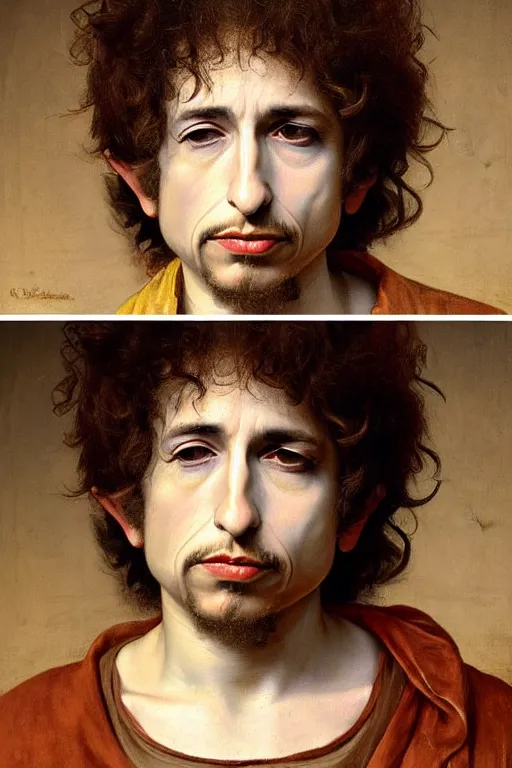 Image similar to renaissance painting of bob Dylan, emotions closeup, dressed in roman clothes, ultra detailed, made in bronze, art by Guido Reni style, Vincenzo Catena style