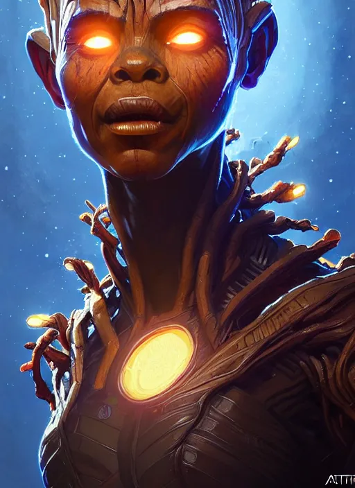 Prompt: portrait of apex legends groot, intricate, elegant, glowing lights, highly detailed, digital painting, artstation, glamor pose, concept art, smooth, sharp focus, illustration, art by artgerm and greg rutkowski, artey freytag