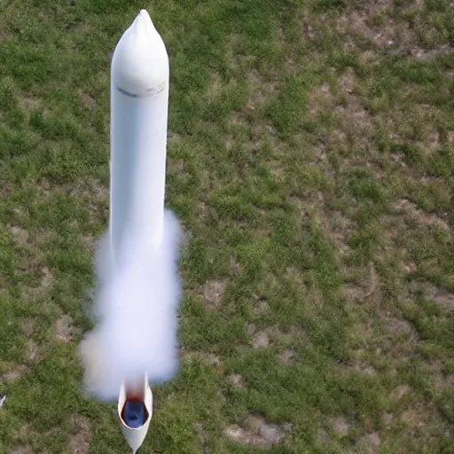 Prompt: banana rocket launch from above. Rocket is banana.