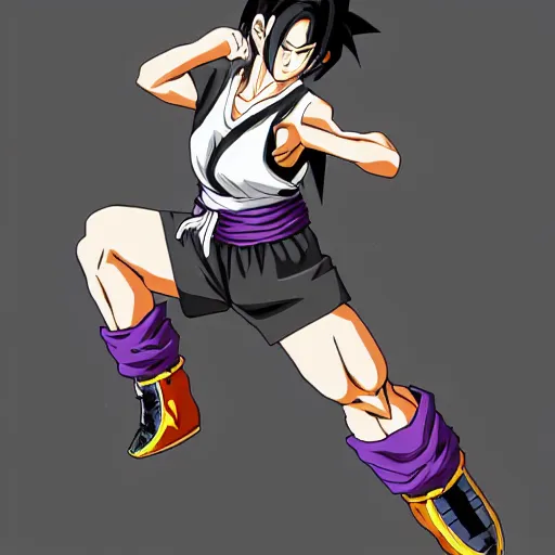 Image similar to a female punk/martial-artists in a combat stance in the style of dragon ball in the style of Naruto Photorealistic HD 8k highlights and shadow detailed High Resolution