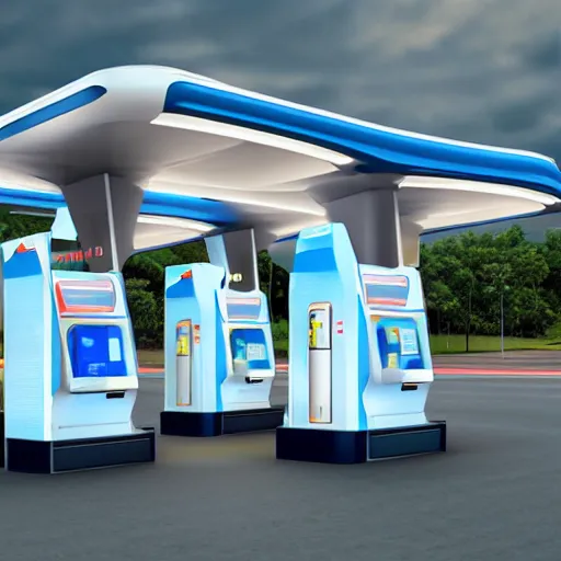 Image similar to mobile fuel station, futuristic art