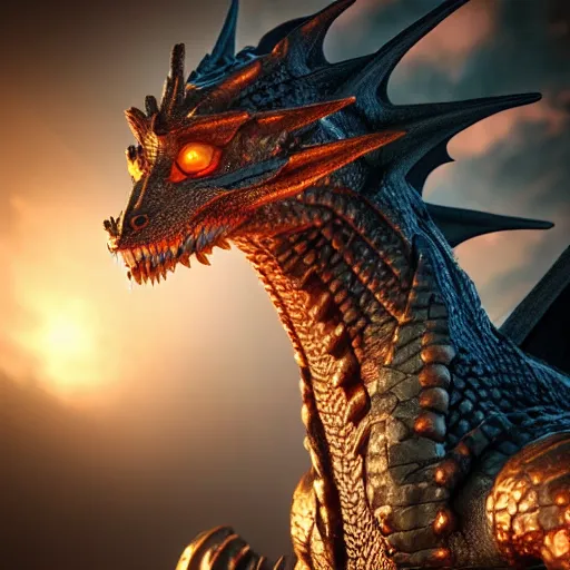 Image similar to a dragon in a fantasy world, highly detailed, photorealistic portrait, bright studio setting, studio lighting, crisp quality and light reflections, unreal engine 5 quality render