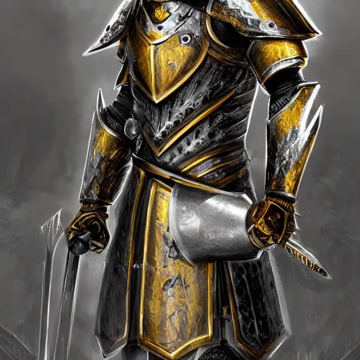 Image similar to knight soldier wearing ebony gold armor and horned helmet, detailed digital artwork, symmetrical, highly detailed, warm background lighting, highly accurate, deep aesthetic, 8 k, highly ornate intricate details, cinematic lighting, rich colors, ray tracing, hyperrealistic, photorealistic, cinematic landscape, trending on artstation,