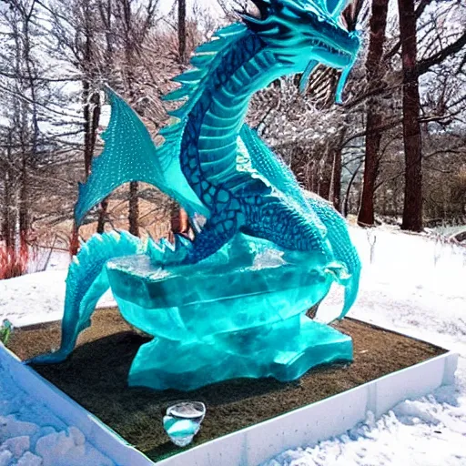 Image similar to “fire breathing dragon, ice sculpture”