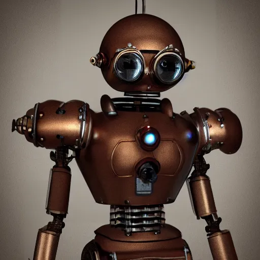 Image similar to a steampunk robot, photorealistic